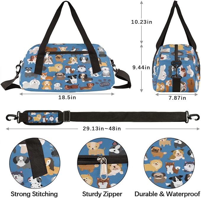 Animal Paw Print Gym Bag for Women & Men - Small Travel Duffel for Sports, Overnight, Weekender, Workout & Dance Bag