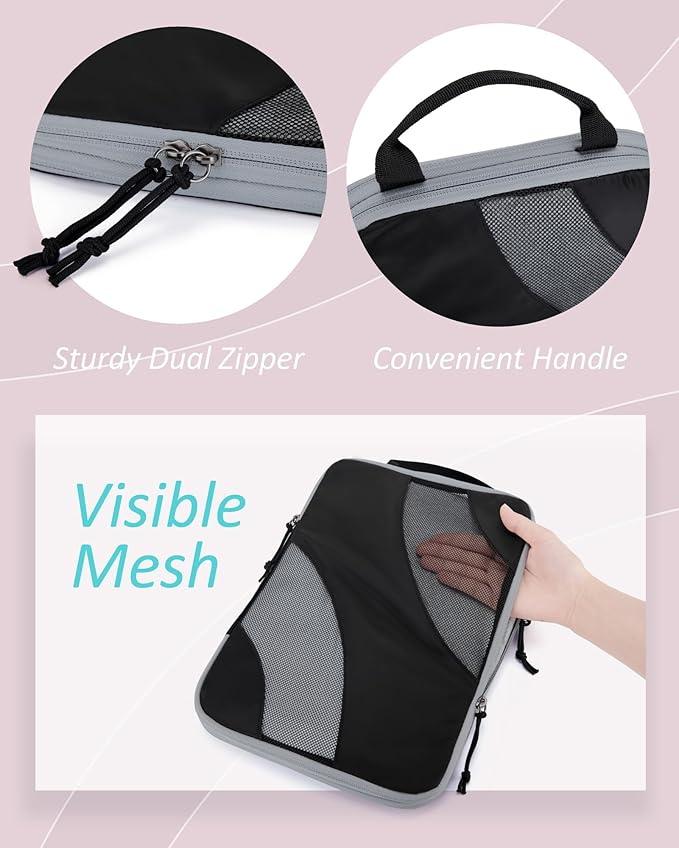 BAGSMART Compression Packing Cubes, 6 Set/4 Set/2 Set Travel Packing Cubes for Carry on Suitcases, Compression Suitcase Organizers Bag Set & Travel Cubes for Luggage, Lightweight Packing Organizers