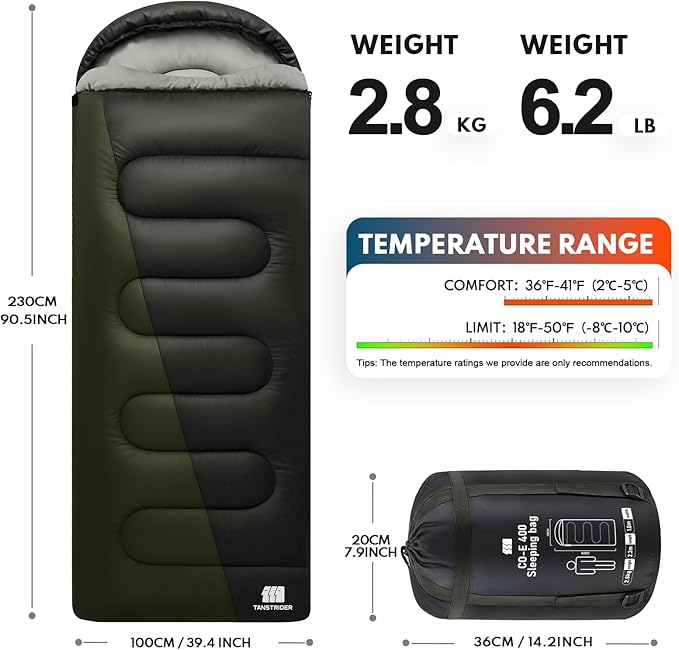 XXL Winter Sleeping Bags for Adults Cold Weather,Camping Sleeping Bag for Kids with Compression Sack,4 Season Camping Essentials Gear for Hiking,Traveling,Outdoor,Backpacking,Climbing