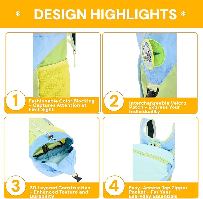 YWYLL Packable 18L Hiking Daypack, Lightweight for Men/Women. Foldable, Water-Resistant, Small Backpack Color Block. (Blue)