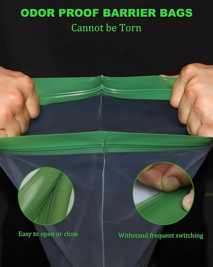 Odor Proof Storage Bags - 12 x 20 Inch Odor Food Bags for Backpacking, Camping and Home Organization - Reusable Large Smell Proof Bag Waterproof and Double Zip(4 Pack)