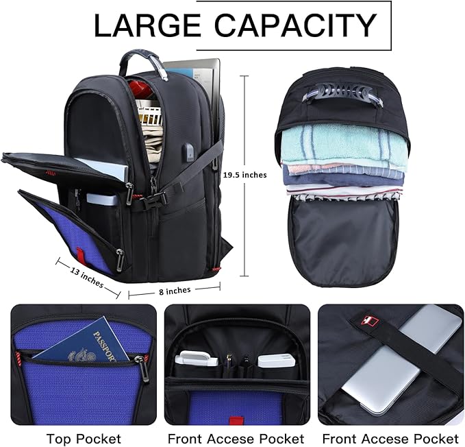 ANTERK Extra Large Backpack, Travel Backpack, Sturdy TSA Water Resistant 17.3 Inch Backpacks with USB Port, Anti Theft Business Computer Backpacks Gifts for Men Women, Dark Blue