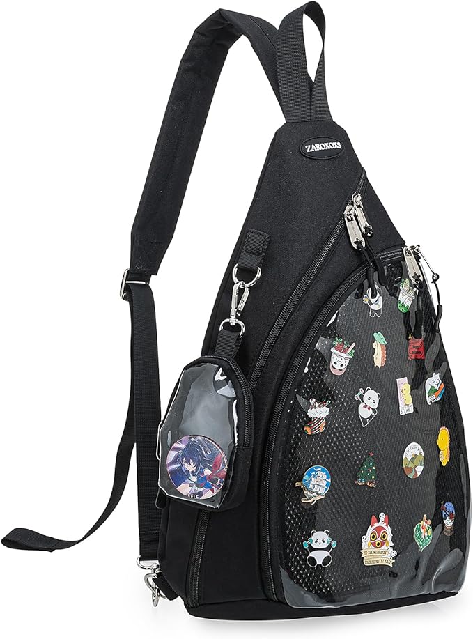 ZAROXOXS Mens Womens Oxford Ita Bag Pin Display Chest Pack Single Shoulder Bag Sport Backpack Packs Hiking Daypack