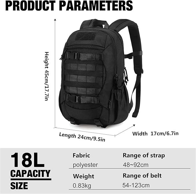 Mardingtop Tactical Molle Backpack for Men- 18L/28L EDC Hiking & Motorcycle Backpack