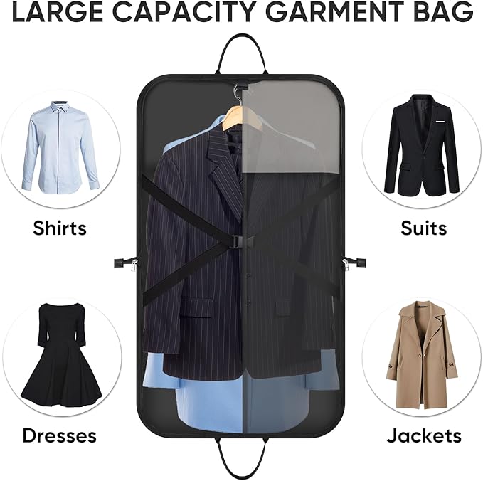 BALEINE Travel Garment Bag, Travel Suit Bag for Men, 42'' Waterproof Carry on Garment Bag for Hanging Clothes, Garment Duffel Bag for Travel Business (Beige)