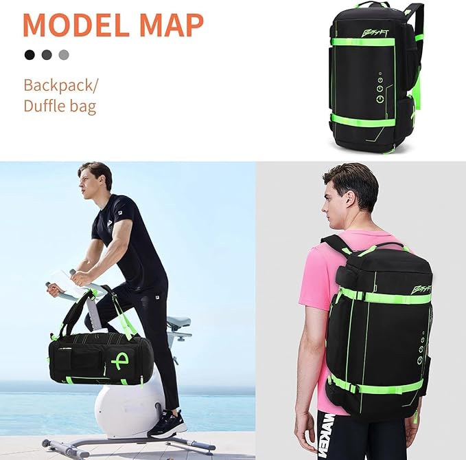 BE SMART 40L Extra Large Gym Backpack for Men, Big Gym Bag with Shoes Compartment, Waterproof Heavy Duty Duffel Bags, Men's Workout Backpacks for Outdoor Sport,Hiking,Camping,Travel