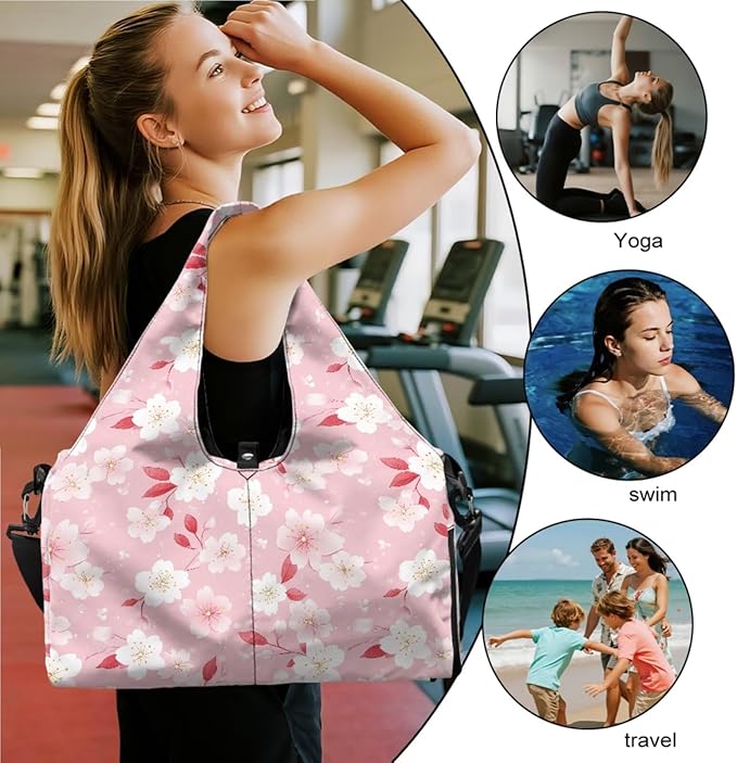 ZCFYGDX Yoga Gym Bag with Removable Adjustable Shoulder Strap, Shoe Compartment & Top Yoga Mat Holder 17.72x8.66x9.84in