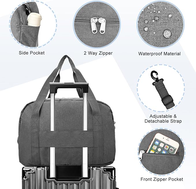 18" Small Carry on Bags for Airplanes with Laptop & Wet Compartment Underseat for Spirit Airlines Personal Item Travel Bag 18x14x8 in Duffle Gym Bag for Women Men