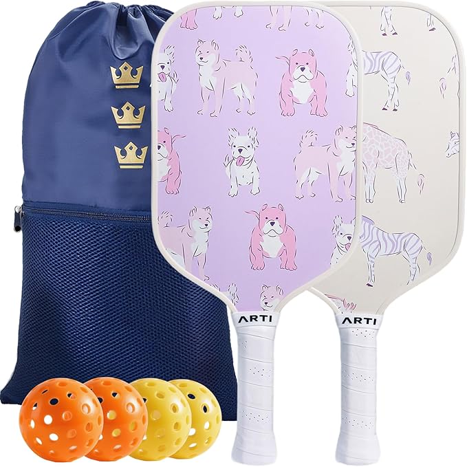 ARTI Pickleball Paddles Set of 2-USAPA Approved Fiberglass Surface Pickleball Set,2 Pickleball Rackets, 4 Balls and 1 Portable Carry Bag