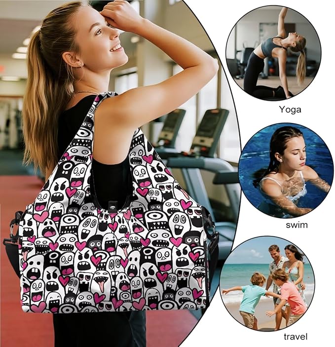 ZCFYGDX Yoga Gym Bag with Removable Adjustable Shoulder Strap, Shoe Compartment & Top Yoga Mat Holder 17.72x8.66x9.84in