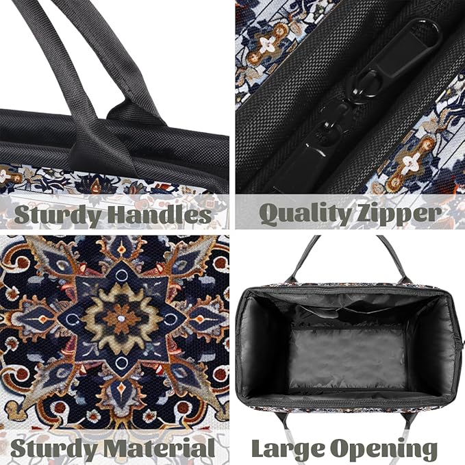 Travel Duffle Bag, Bohemian Print Flower Overnight Weekender Tote Bag for Women Men Waterproof Carry On Luggage with Zipper Lightweight Sport Gym Bag for Traveling Yoga Camping Traveling Gifts