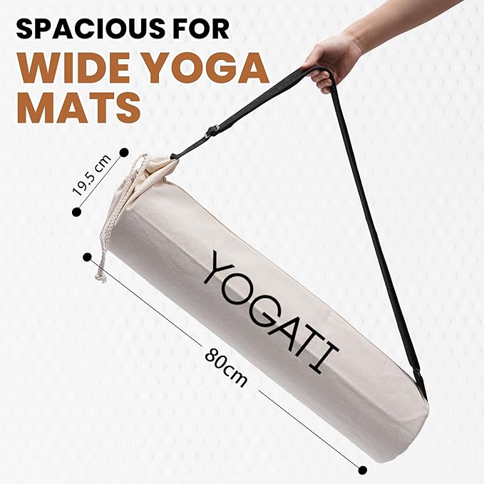 YOGATI Cotton Yoga Bag with Adjustable Strap, Yoga Mat Carry Bag, Sports Bag for Men and Women, Yoga Mat Bag