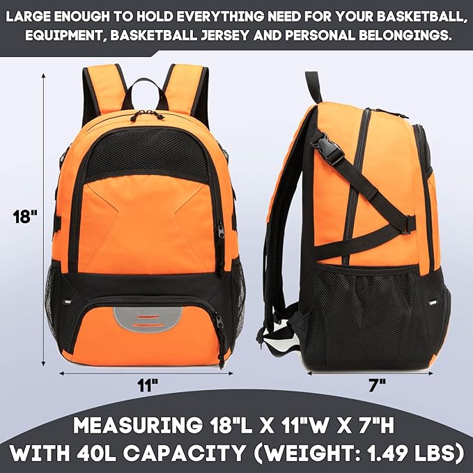 Basketball Bag Backpack, Large Capacity Sports Equipment Bags for Basketball, Soccer, and Volleyball.