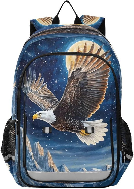 ALAZA Bald Eagle Wings American Moon Laptop Backpack Purse for Women Men School Bag 17 Inch Bookbag Student Boys Girls Travel Casual Daypack