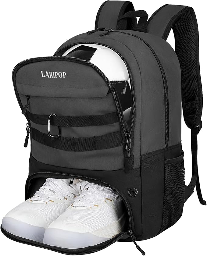 LARIPOP Soccer Backpack,Soccer Bag with Ball Holder and Shoe Compartment,Sports Equipment Training Bags Fits Basketball