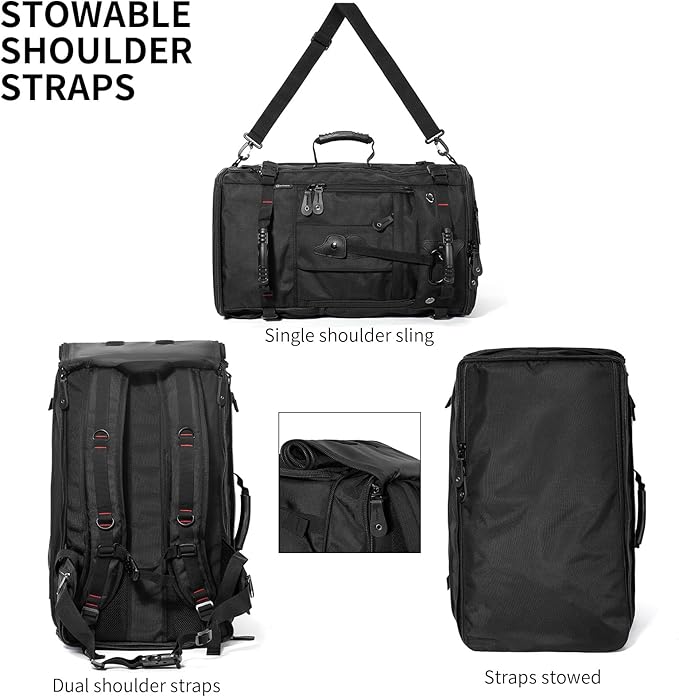 YOUMIAN Large Capacity For Travel Hiking Sports Carry On Backpack Durable Convertible Duffle Bag Laptop airplane (Black, 60L-Large DualMainOpening)