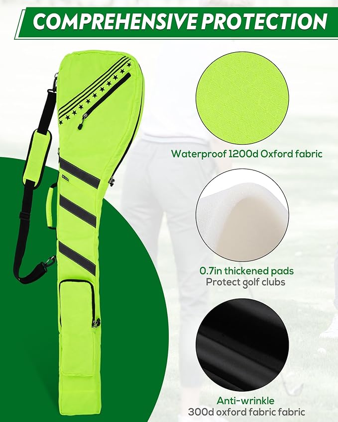 Big Teeth Golf Sunday Bag, Small Golf Bag Lightweight, Par 3 Golf Bag for A Few Clubs Driving Range, Practice with Carry Shoulder Strap Foldable Multi-Colour