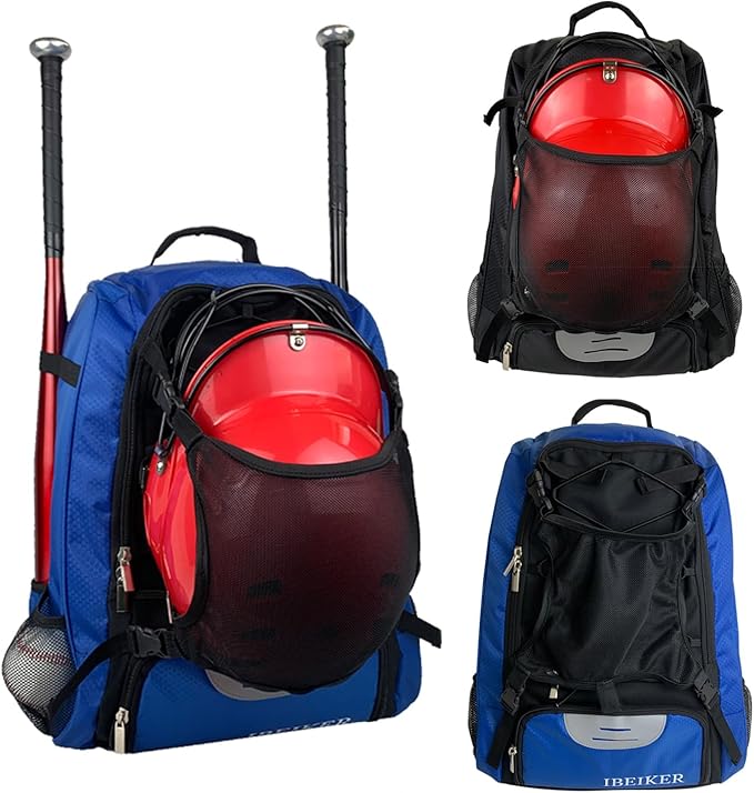 Baseball Backpack for Adult and Youth,Large Capacity Bat Bag,For all bats and equipment,T-Ball & Softball Equipment & Gear, Large Main Compartment for Helmet & accessories (blue)