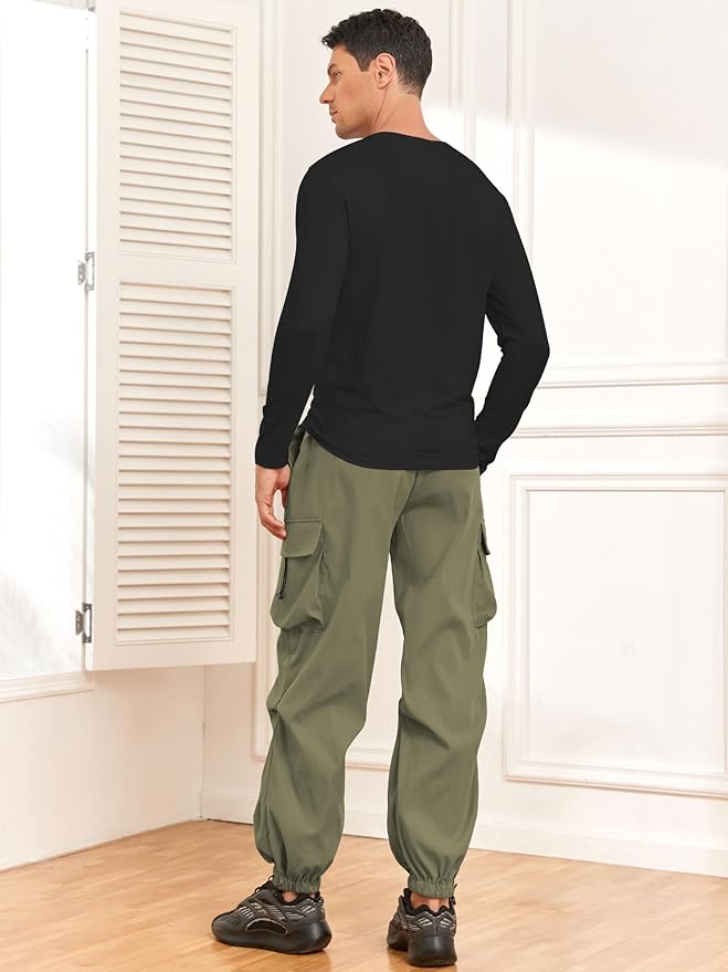 ZAFUL Men's Parachute Pants Casual Baggy Cargo Drawstring Trouser