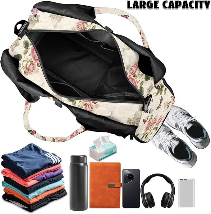 ZCFYGDX Yoga Gym Bag with Removable Adjustable Shoulder Strap, Shoe Compartment & Top Yoga Mat Holder 17.72x8.66x9.84in