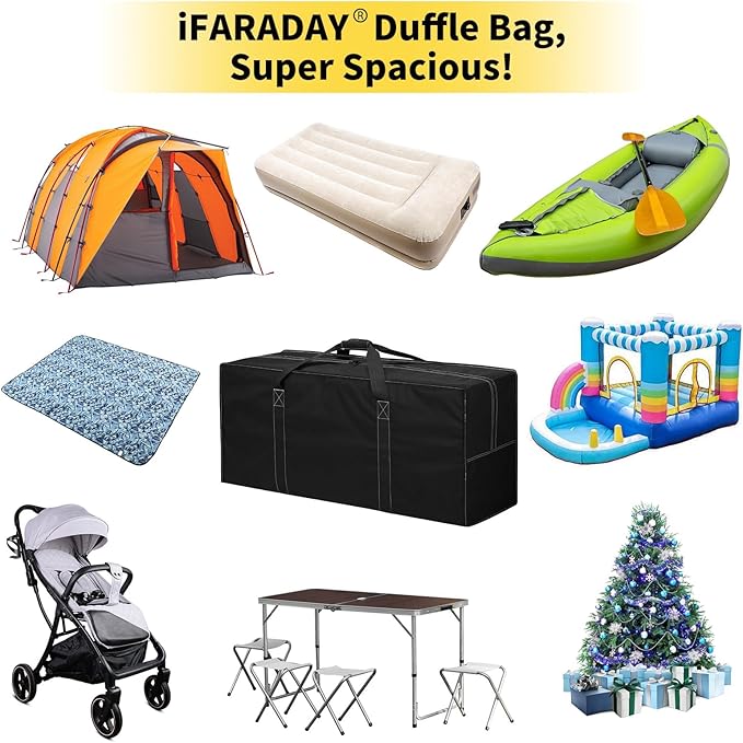 155L Oversized Duffle Bag - 42” Extra Large Heavy Duty Water Resistant Travel Bag for Camping Moving Storage (Black)