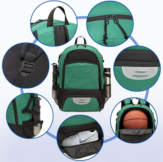 Basketball Bag Backpack, Large Capacity Sports Equipment Bags for Basketball, Soccer, and Volleyball.