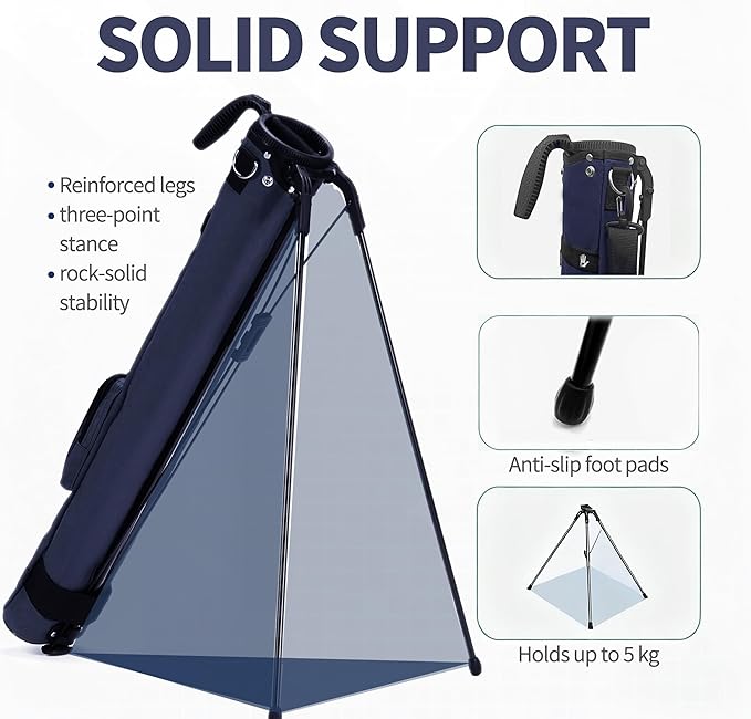 Camboke Lightweight Golf Stand Bag, Portable and Durable Golf Carry Bag with Padded Strap and Pocket, Sunday Bag for The Driving Range, 2-Way Divider Practice Bag for Men and Women