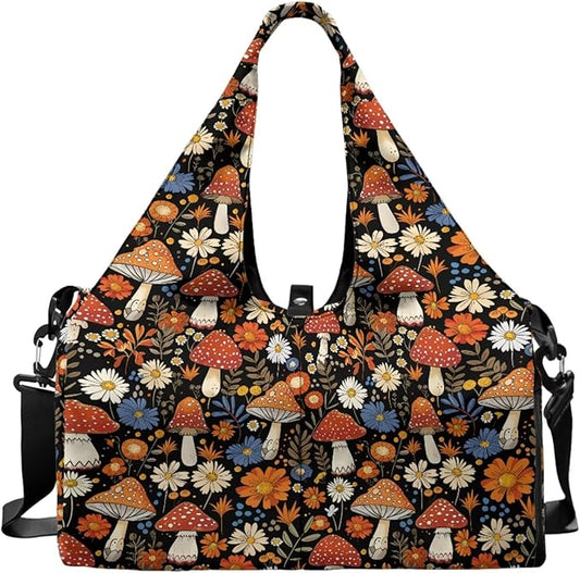 ZCFYGDX Yoga Gym Bag with Removable Adjustable Shoulder Strap, Shoe Compartment & Top Yoga Mat Holder 17.72x8.66x9.84in