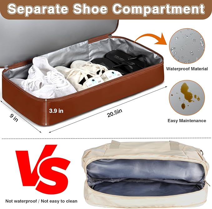 Weekender Bag for Women, Travel Duffel Bag Carry On Overnight Bag with Shoe Compartment Large Nylon Travel Weekend Tote Bag