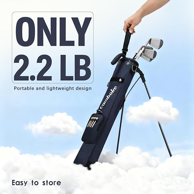 Camboke Lightweight Golf Stand Bag, Portable and Durable Golf Carry Bag with Padded Strap and Pocket, Sunday Bag for The Driving Range, 2-Way Divider Practice Bag for Men and Women