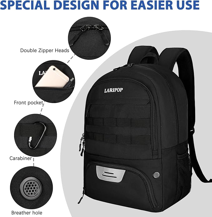 LARIPOP Soccer Backpack,Soccer Bag with Ball Holder and Shoe Compartment,Sports Equipment Training Bags Fits Basketball