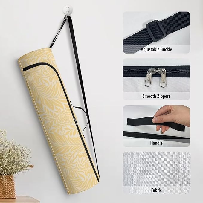 ZCFYGDX Yoga Mat Bag with Adjustable Shoulder Strap and Handle Zipper, 30in Wide x 6.3in Diameter for Yoga Mat Storage