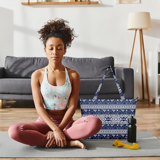 Adalore Women's Yoga Bag with Yoga Mat Carrier - Large Mat Pocket Fitness Tote for Pilates, Gym, Travel, Office & Beach