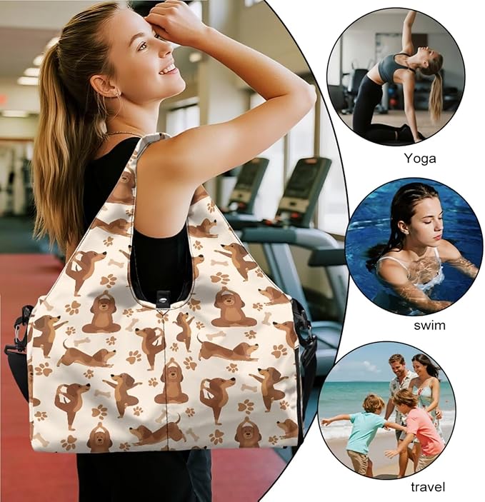 ZCFYGDX Yoga Gym Bag with Removable Adjustable Shoulder Strap, Shoe Compartment & Top Yoga Mat Holder 17.72x8.66x9.84in