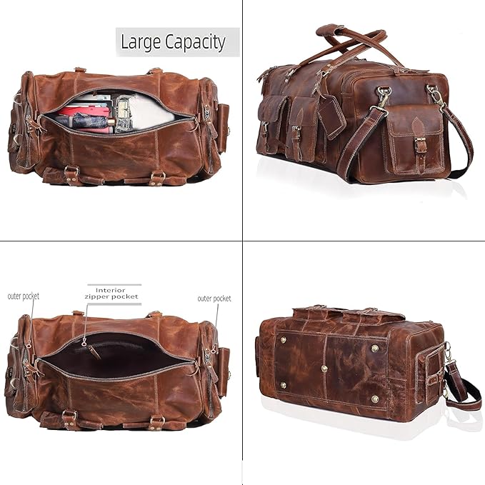 Large duffel bags for men holdall leather travel bag overnight gym sports weekend bag