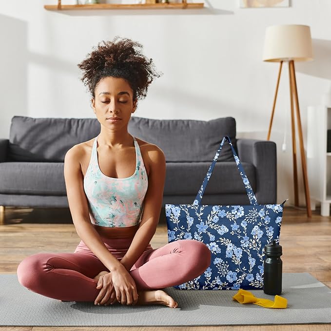 Adalore Women's Yoga Bag with Yoga Mat Carrier - Large Mat Pocket Fitness Tote for Pilates, Gym, Travel, Office & Beach