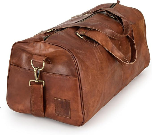 Berliner Bags Vintage Genuine Leather Duffle Bag Oslo for Travel or the Gym, Weekender, Travel Bag, Overnight Bag for Men and Women - Brown