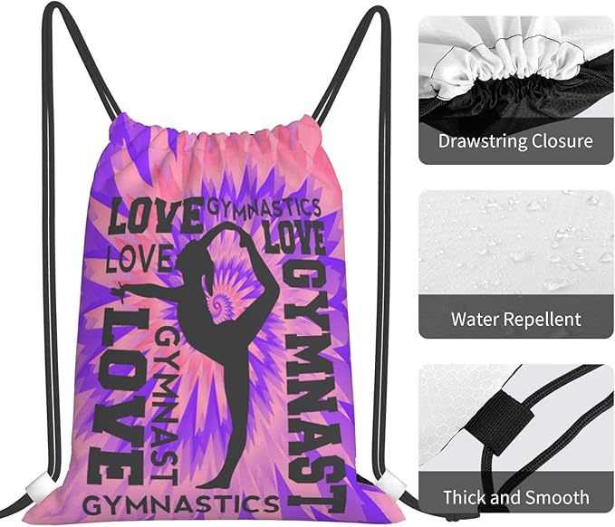 Braytow Gymnastics Drawstring Backpack Gym String Bag Drawstring Sackpack Sport For Womens Mens
