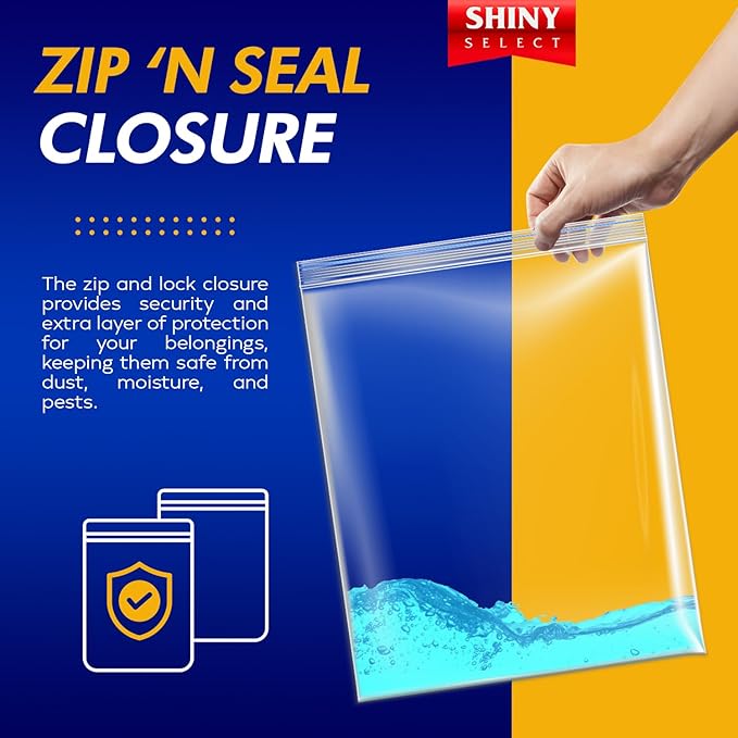 X-Large Bags, Jumbo Big Zip & Lock Freezer & Storage Bags, 5 Gallon, 18"x24" Clear, 50 Pieces