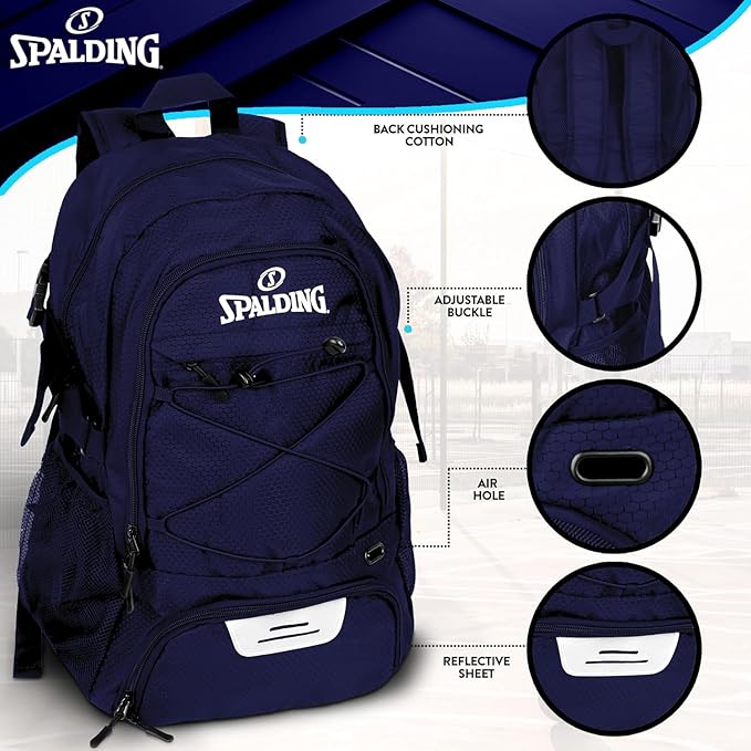 Spalding Basketball Backpack Sports Bag | Large Black Backpack with Shoe and Ball Compartment | Gifts for Basketball Players