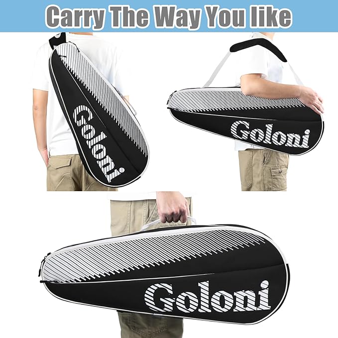 Goloni | 3 Racquet Tennis Bag, for Professional or Beginner Tennis Players, Rackets Cover Bag with Protective Pad & Lightweight | Unisex Design for Men, Women, Youth and Adults