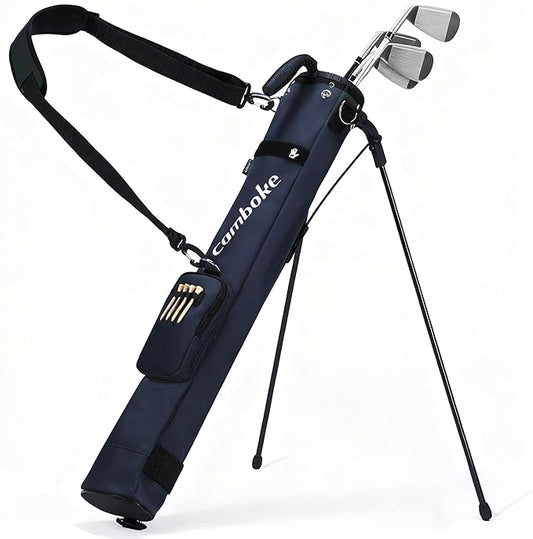 Camboke Lightweight Golf Stand Bag, Portable and Durable Golf Carry Bag with Padded Strap and Pocket, Sunday Bag for The Driving Range, 2-Way Divider Practice Bag for Men and Women