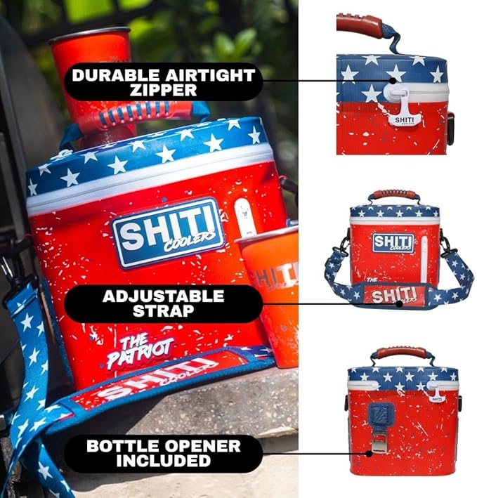 SHITI Coolers Cooler for Camping, Travel, Beach, Soft Lunch Box for Food, Drinks & Ice, Portable, Waterproof 24 Hr Insulated Bag with Shoulder Straps, Customizable