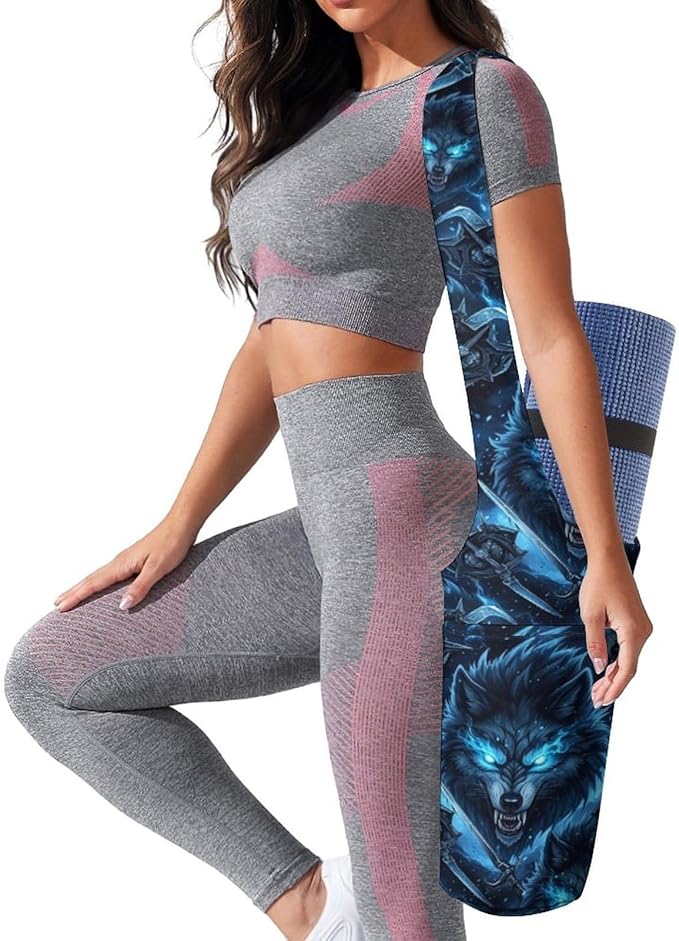 Aiyoolee Single Shoulder Yoga Mat Carrier Bag Portable Spacious with Pocket for Yoga Gym Fitness Travel