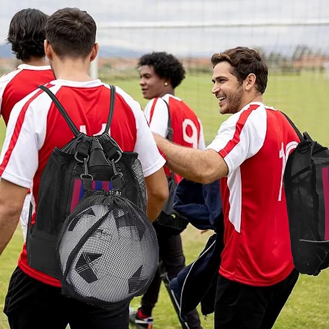 KAEGREEL Drawstring Soccer Bag Basketball Backpack for Kids Teens, Foldable Sports Bags Detachable Ball Mesh Bag for Gym Yoga Football Baseball