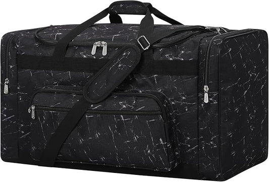 75L Large Duffle Bag for Men - 26 inch Duffel Bag Heavy Duty for Weekend Travel Sport Camping/Travel - Marble Black