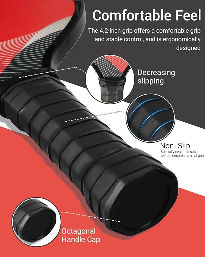 8 Pcs Pickleball Paddles Set of 8 with 2 Carry Bags | 9-Ply Poplar & Carbon Fiber Composite USAPA Approved Paddles | Ideal for Family, Club, Training & Gifts