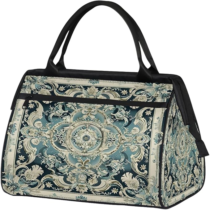 Travel Duffle Bag, Mandala Flower Carpet Overnight Weekender Tote Bag for Women Men Waterproof Carry On Luggage with Zipper Lightweight Sport Gym Bag for Traveling Yoga Camping Traveling Gifts