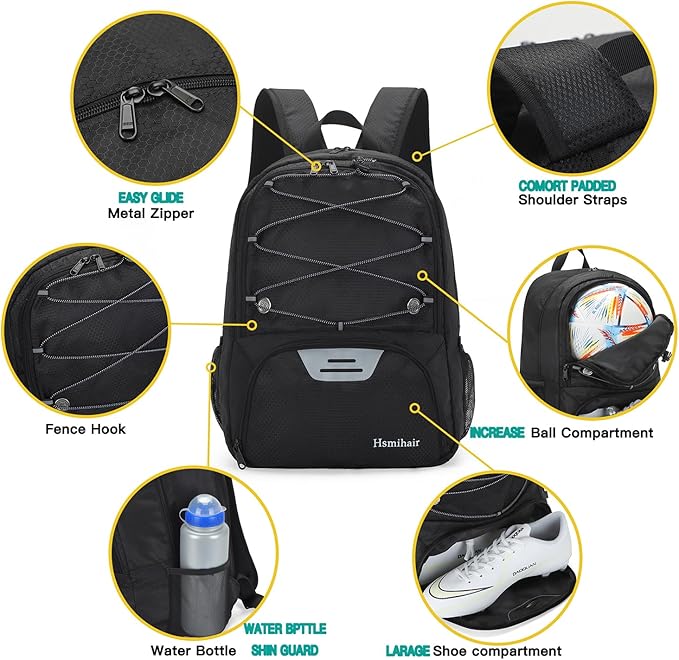 Youth Soccer Bag-Soccer Backpack&Backpack for Football Basketball,with Ball Compartment Separate Cleat Package