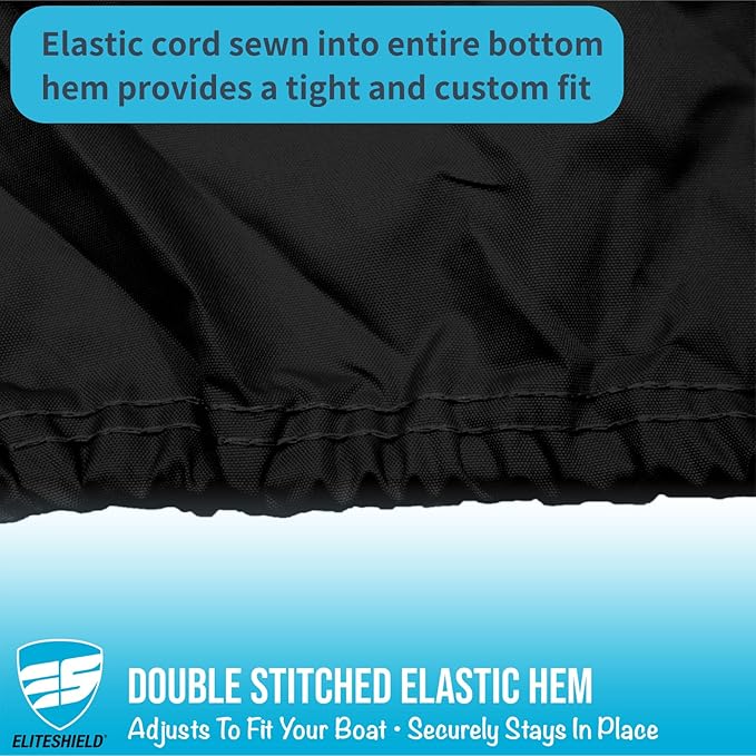 EliteShield Heavy Duty T-Top Boat Cover, Fits 20ft to 22ft Long Center Console Boat with T-Top Hard-Top, Waterproof Fade Resistant T Top Boat Storage Cover (Black, Size 2: 20'-22' Long, Beam 106" W)